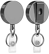 KTRIO 2 Pack Retractable Badge Holders Reel, Heavy Duty Badge Reels Retractable with Belt Clip, M...