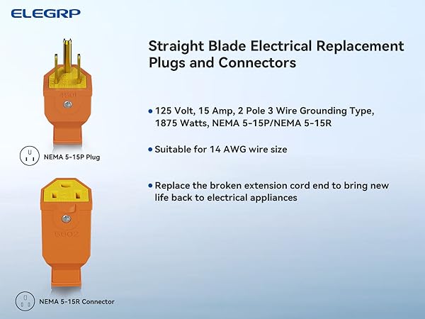 Extension Cord Ends Replacement Connector Plug