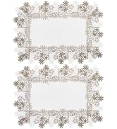 Winotic White Earth Tones Floral Lace Placemats Table Topper Dresser Scarf Place Mats (14"x20" Se...