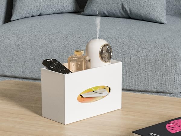 white acrylic tissue box with tray
