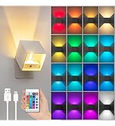 SURPALIG RGB Battery Operated Wall Sconce, 6000mAh Night Light 16 Colors LED Lights for Room Deco...