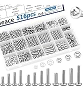 smseace 516Pcs Nuts and Bolts Assortment Kit 21-Sizes M3/M4/M5/M6 Nut Bolt Washer Assortment Kit ...