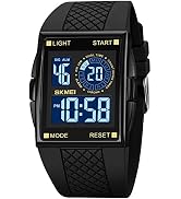 FANMIS Men's Rectangle Dial Sports Wrist Watches with 7 Colors Optional LED Backlight Multifuncti...