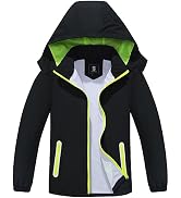 SaphiRose Kids Waterproof Rain Jacket Mesh Lined with Removable Hood | Lightweight rain coat, win...