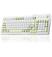 Aula F3099 Wireless Keyboard with Media Knob, Tri-Mode BT5.0/2.4GHz/USB-C Cute Creamy Keyboard wi...