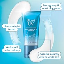 Bottle of Biore UV Aqua Rich with a streak of lotion