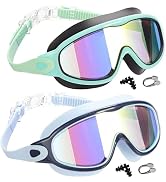 Wenwasno 2 Pack Anti-Fog Anti-UV Wide View Swimming Goggles for Kids 3-14