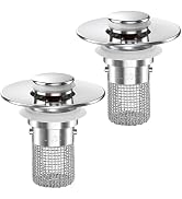 Sink Stopper Hair Catcher,(2PCS) Pop-up Sink Drain Strainer with Removable Stainless Steel Strain...