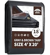 RAINDEWAY 4x20 Feet Super Heavy Duty Tarp 18 Mil, UV Resistant, Weatherproof, Multipurpose Waterp...