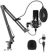 USB Microphone, MAONO 192KHZ/24Bit Plug & Play PC Computer Podcast Condenser Cardioid Metal Mic K...