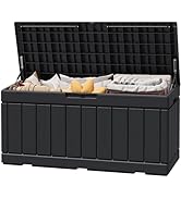 Greesum 82 Gallon Resin Deck Box Large Outdoor Storage for Patio Furniture, Garden Tools, Pool Su...