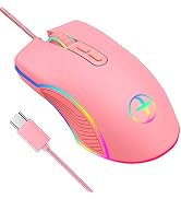 IULONEE Type C Mouse, Wired USB C Mice Gaming Mouse Ergonomic 4 RGB Backlight 3200 DPI Compatible...