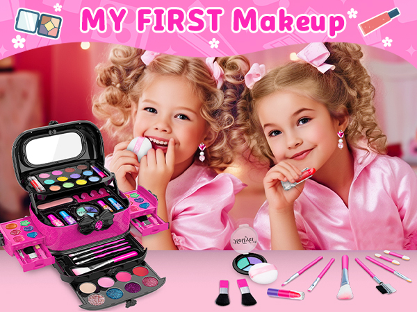 Kids Makeup Kit for Girl, Princess Toys Kids Makeup Sets Gifts for 3 4 5 6 7 8 9 10 11 12 Year Old
