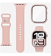Silicone Band with Case Compatible with Kids Apple Watch Band, Soft Sport Strap and Protective Co...