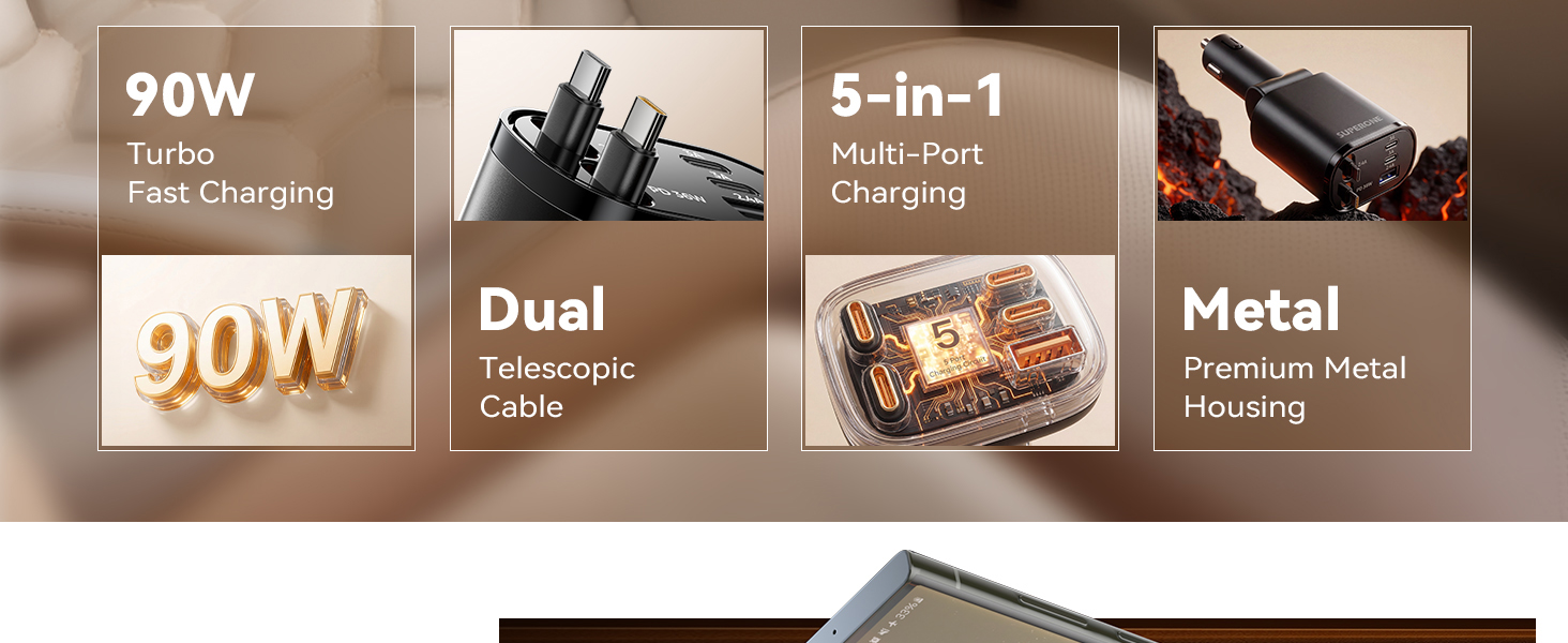 retractable car charger usb c