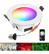 INDARUN Smart WiFi Bluetooth LED Recessed Lighting 4 inch Downlights, Can Lights 9W 900LM with Ap...