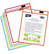 Ufmarine Dry Erase Pockets Sleeves, Reusable,10 x 13 inches, Clear Sheet Protector for Teacher Cl...