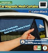 ResBamotix Magnetic Mesh Car Window Shades 2 Pack, 90% UV Block, Breathable Mesh, Privacy with In...