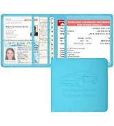 Techion Car Insurance and Registration Holder, 5.5 x 5 Inch PU Leather Vehicle Glove Box Organize...