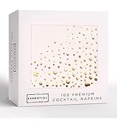 Stylish 5x5 Inch Gold Napkins -100 Pack of White and Gold Cocktail Napkins - Add Sparkle to Your ...
