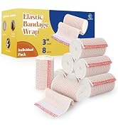 ZJCCTO 8 Pack Elastic Bandage Wrap | 3" Medical Bandage Wrap with Hook-and-Loop Fasteners on Both...