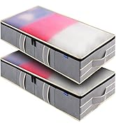 roomtalk Under Bed Storage Containers with Lids and 4 Durable Handles, Underbed Organizer Bins wi...