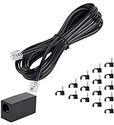 Ubramac Telephone Extension Cord Phone Cable Line Wire, with Standard RJ11 Plug (15FT-Black)