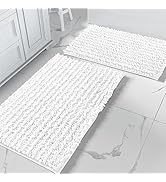 Yimobra White Bathroom Rugs Sets, Soft & Thick, Absorbent Water, Non-Slip, Machine-Washable, Luxu...