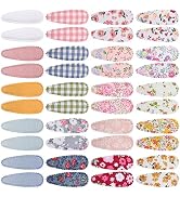 Choicbaby 40 Pcs Toddler Hair Clips Floral Print Girl Hair Clips for Girls Non Slip Wrapped Snap ...