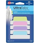Avery Margin Ultra Tabs, 24 Repositionable Sticky Tabs, 2.5