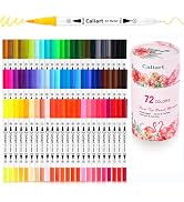 Caliart 72 Colors Double Tip Brush Pen Art Markers for Adult Coloring Books | Artist Fine & Brush...