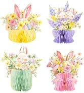 NICROHOME EUR Easter Centerpiece Decorations, 4 PCS Vase-Shaped Honeycomb Decoration with Easter ...