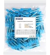 100 Pcs Blue Heat Shrink Butt Connectors, 16-14 AWG Waterproof Electrical Crimp Wire Splice for M...