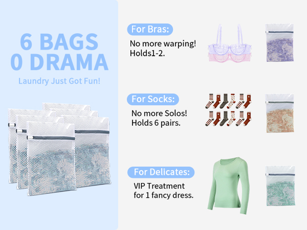 These mesh washing bags for laundry keep clothes safe and tangle-free