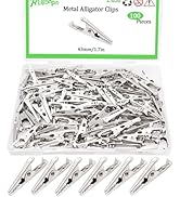 Ruibapa 100PCS Metal Alligator Clips 43mm/1.37in Nickel Plated Alligator Spring Clamps for Househ...