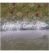 SYLHOME LED Neon Light Sign Happily Ever After 14.6"X7.5" + 20.9"X7.5" Wedding Ceremony Birthday ...