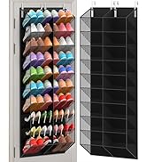 UVIAHOMI 30 Pairs Over the Door Shoe Organizer, Breathable Mesh Pocket Hanging Shoe Storage for C...