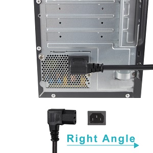Right Angle IEC Power Cord, Universal PC Power Supply Cord