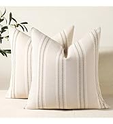Hckot Decorative Pillow Covers 18x18 Striped Throw Pillows Textured Linen Pillow Covers Farmhouse...