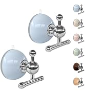 XIEFFICH T-Bar Suction Cup Hooks for Shower - Heavy Duty, Reusable, No-Drill Hooks for Hanging To...