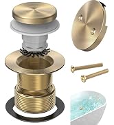 Sogmeter Brushed Gold Tub Drain Kit with Hair Catcher, Premium Brass Tip-Toe Bathroom Tub Drain R...
