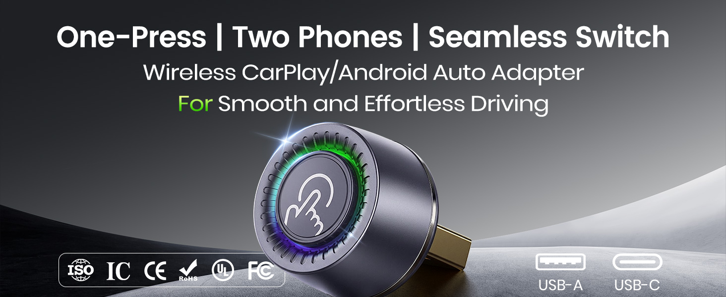 Bluetooth CarPlay adapter supports USB-A and USB-C use for smoother vehicle setup.