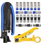 Taiss Coax Cable Crimper Tool Kit with 20 PCS F Style RG59 RG6 Compression connectors,Coaxial Cab...