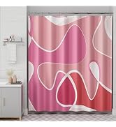 AmazerBath Shower Curtain Pink, Washable Cloth Hot Pink Shower Curtain Sets with 12 Metal Hooks, ...