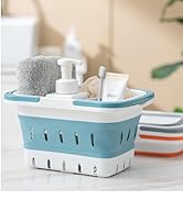 Foldable shower caddy basket blue for dorm bathroom