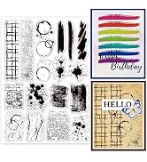 GLOBLELAND Stains Background Clear Stamps for DIY Scrapbooking 8.3x5.8inch Painting Brushes Silic...