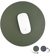 YXLILI Mouse Pad, Double-Sided Mouse Pads Small Round PU Leather Mouse Mat with Stitched Edge Wat...