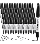 SMELHA Fine Tip Permanent Markers Bulk Black, 100 Count Fine Point Markers Set, Waterproof, Quick...