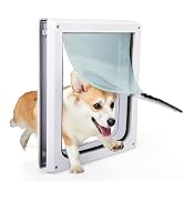 PAWISE 2 Way Dog Door, Lockable Dog Flap with Durable Metal Panel & Flexible Transparent Flap, We...