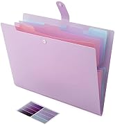 NAFY Colorful Expanding File Folder, 5 Pockets Folder with Colored Labels Portable Weave Pattern ...